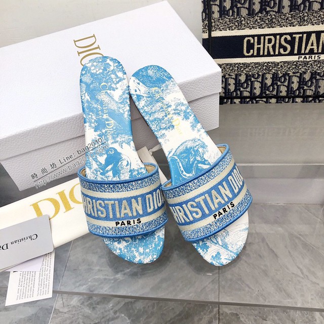 Dior迪奧2022早春新款提花刺繡涼拖鞋 dx2740